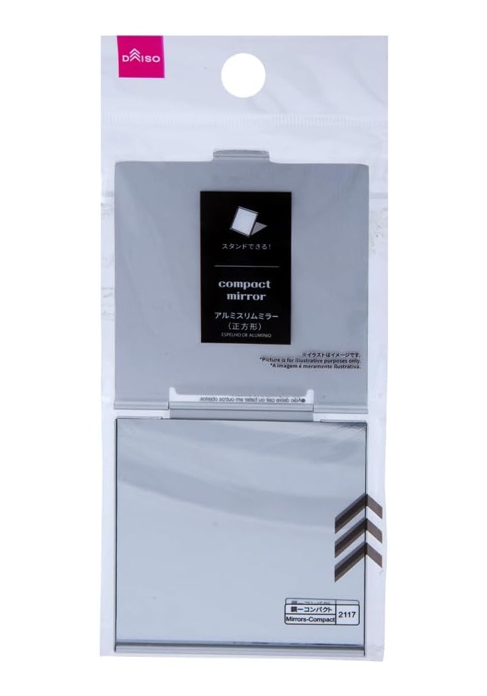Daiso Aluminum Slim Mirror – Square Shape White - Image 1